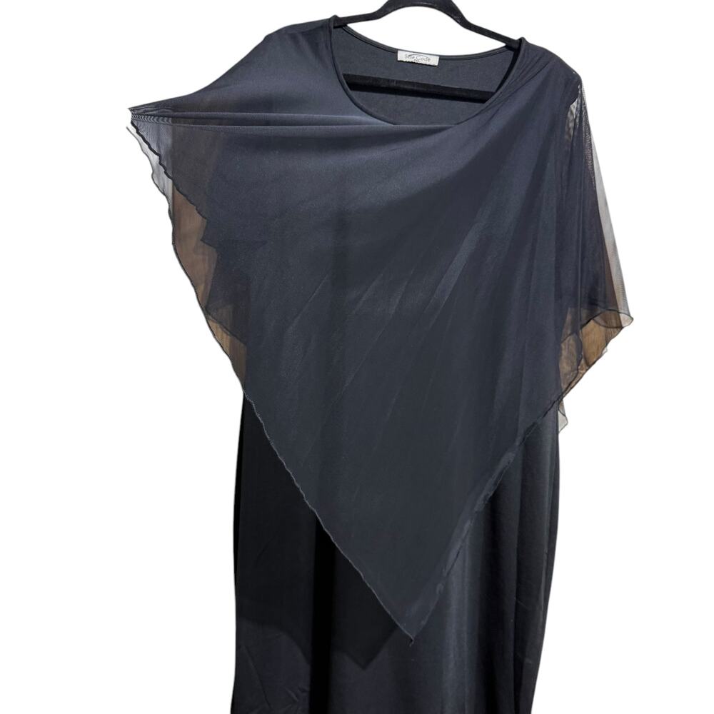 SeSe Code Black dress with back sheer shawl attached - 3XL